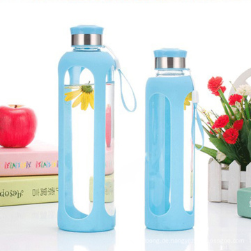 Umweltfreundliche Wasser-Glasflasche, Sport-Silikon-Flasche